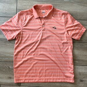 Men’s Cutter & Buck Arnold Palmer Invitational peach golf shirt, size L